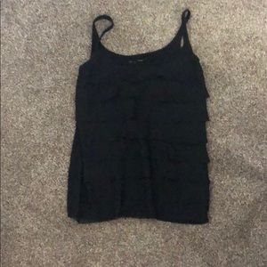 Black ruffled tank